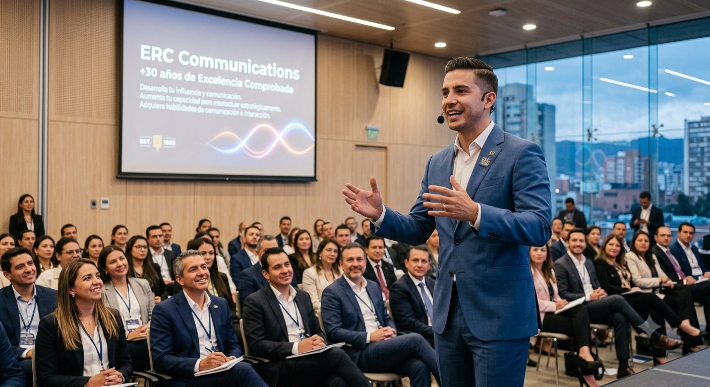 Professional speaker in action presenting to a corporate audience